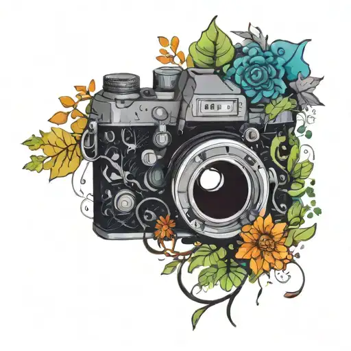 An Intricate Collage Of Nature Elements Forming A Camera Silhouette