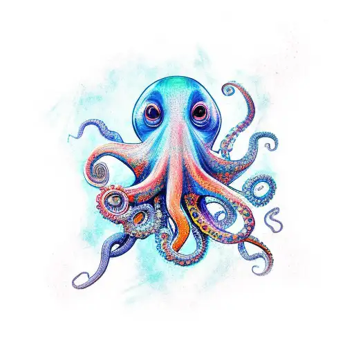 Colorful Octopus With An Xwing Fighter In One Of Its Tentacles