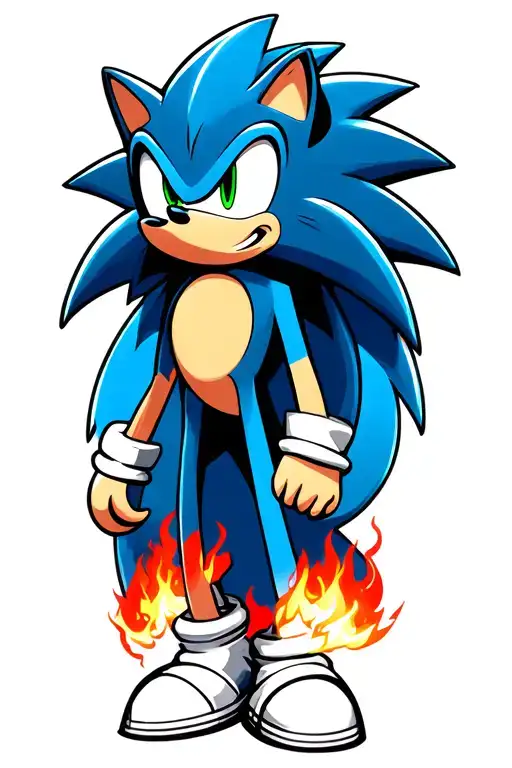 Sonic Hedgehog Profile With Fiery Quills