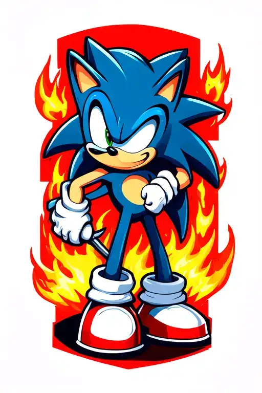 Sonic Hedgehog Profile With Fiery Quills