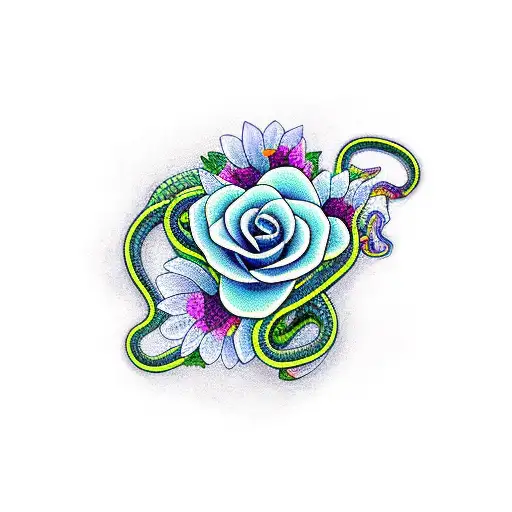 A Snake Around Flowers