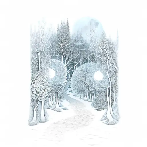 A Mystical Moonlit Forest With A Winding Path Leading To A Hidden Realm