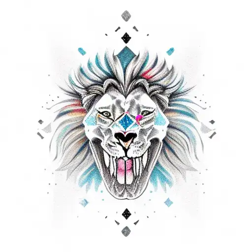 Half Skull With Half Lion Head