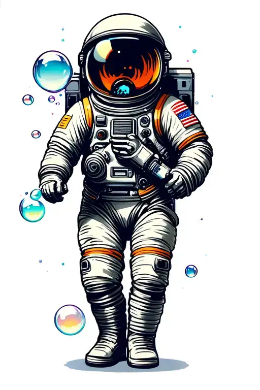 Astronaut Blowing Bubbles