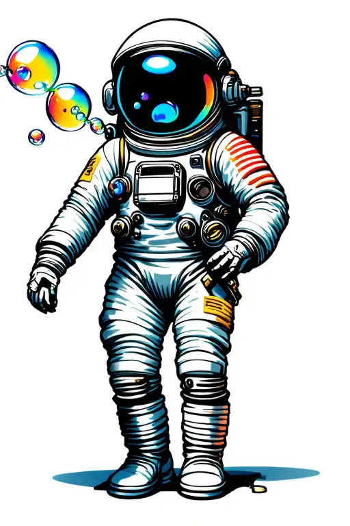 Astronaut Blowing Bubbles