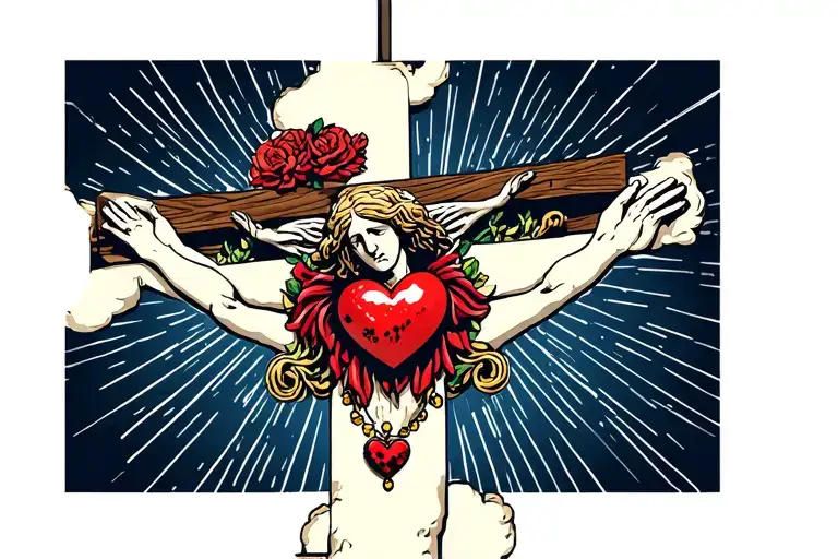 Crucifix With Rosary And Sacred Heart And Centre