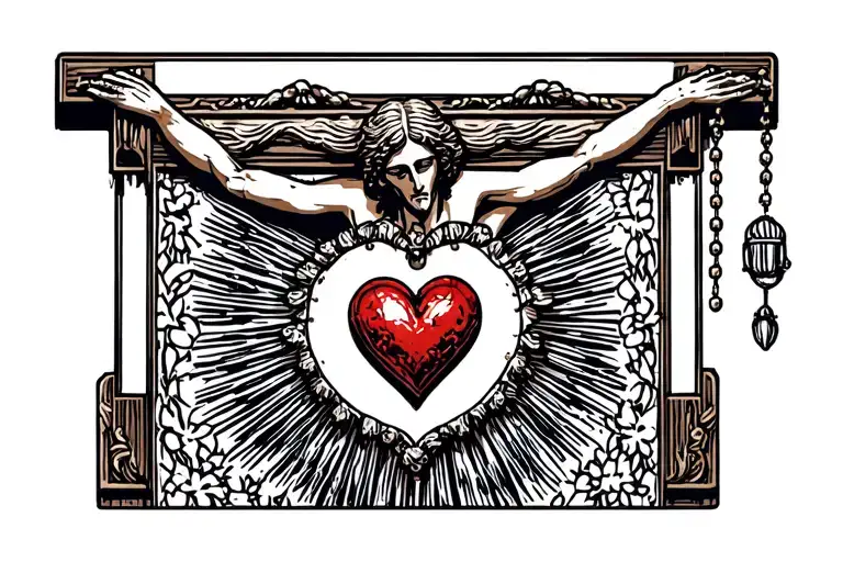 Crucifix With Rosary And Sacred Heart And Centre