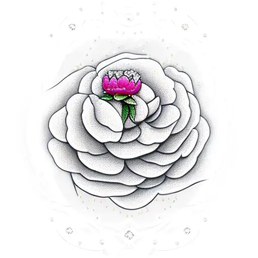 Dog With Peonies And Diamonds