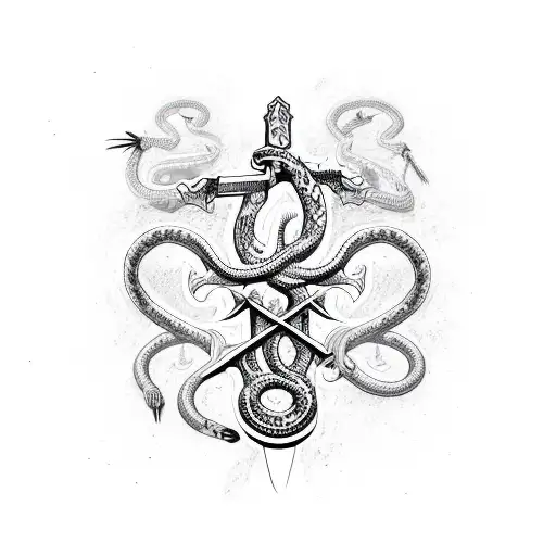 Sword With Snakes And Birds Intertwining