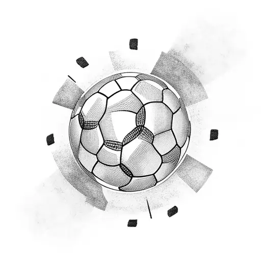 A Minimalist Tattoo Of A Soccer Ball Surrounded By Friends Holding Hands