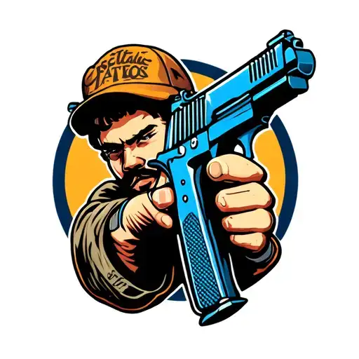 Suitecass With Blue Gun