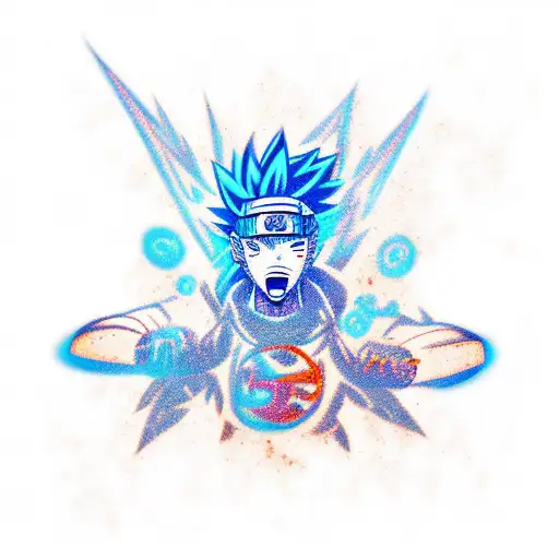 Graffiti Style Full Body Naruto In Blue Flames