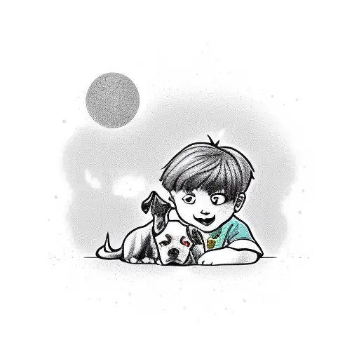 Littel Boy With A Dog