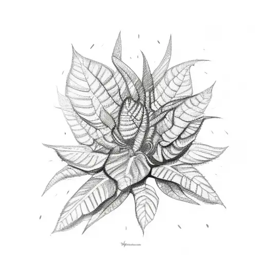 A Detailed Sketch Of A Tropical Plant With Intricate Patterns