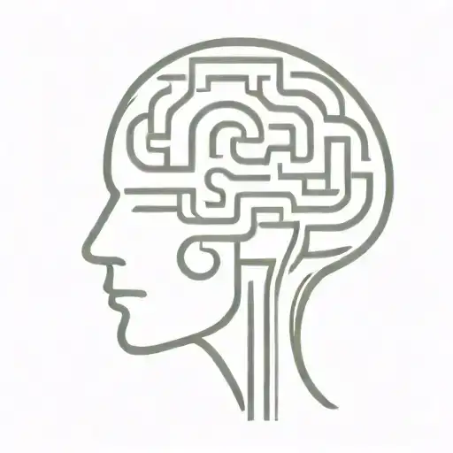 A Simple Minimalist Line Drawing Of A Brain As An Elaborate Maze With Offshoots