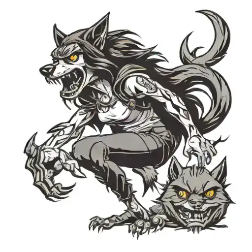 A Halloween Inspired Tattoo Of An Emo Girl Transforming Into A Werewolf