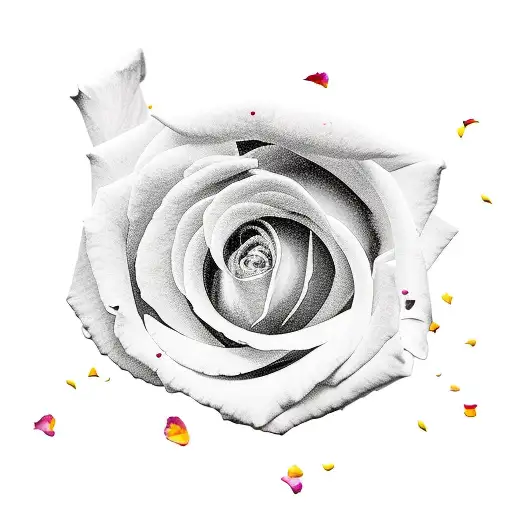 Ink Lines With Rose Petals