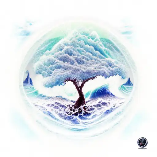 Tree Of Life With Wave Crashing