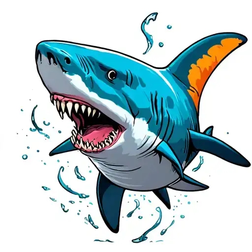 Colorful Great White Shark