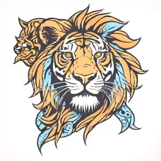 Half Lion Half Tiger Head