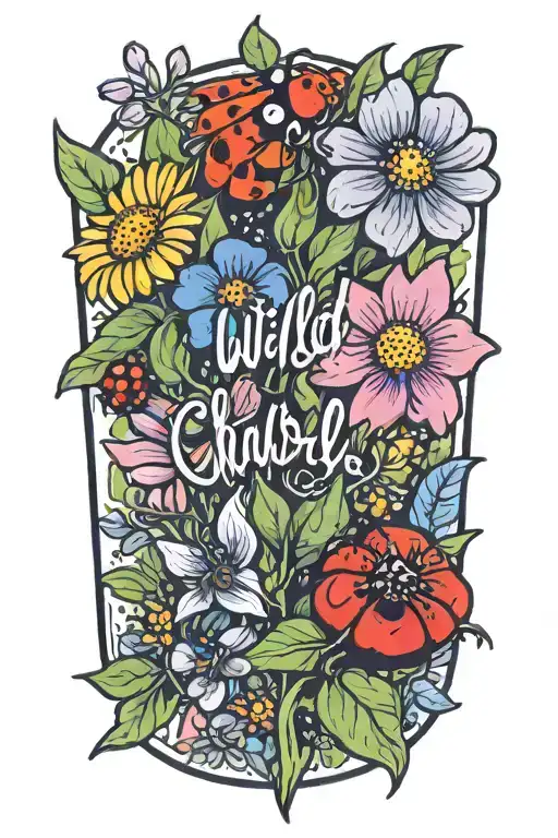 Wild Flowers With The Name Charley And A Ladybug