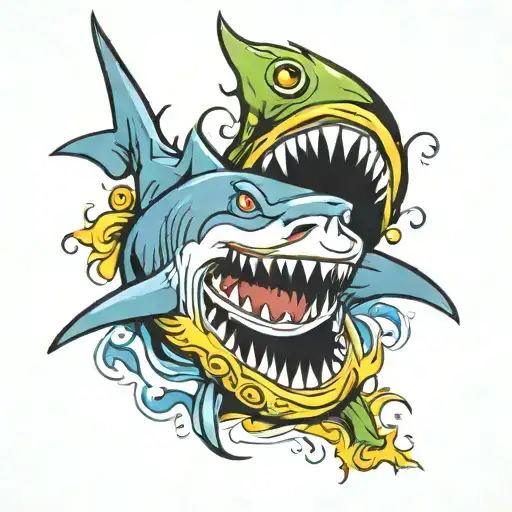 Cheerful Shark In The Form Of Yin