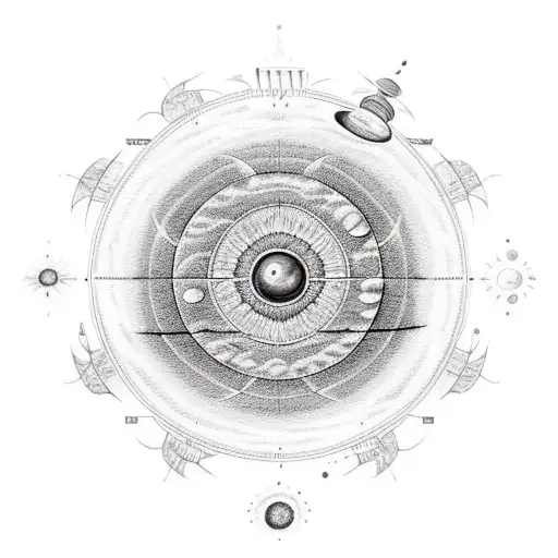 A Blackwork Tattoo Of A Celestial Map Highlighting Different Solar Systems