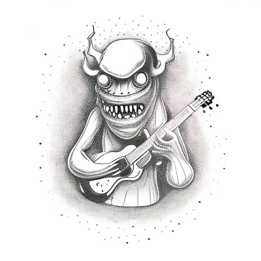 Terrified Monster Playing Guitar