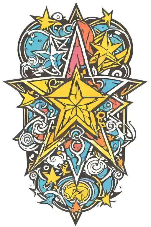 Colorful 5 Point Star Sign