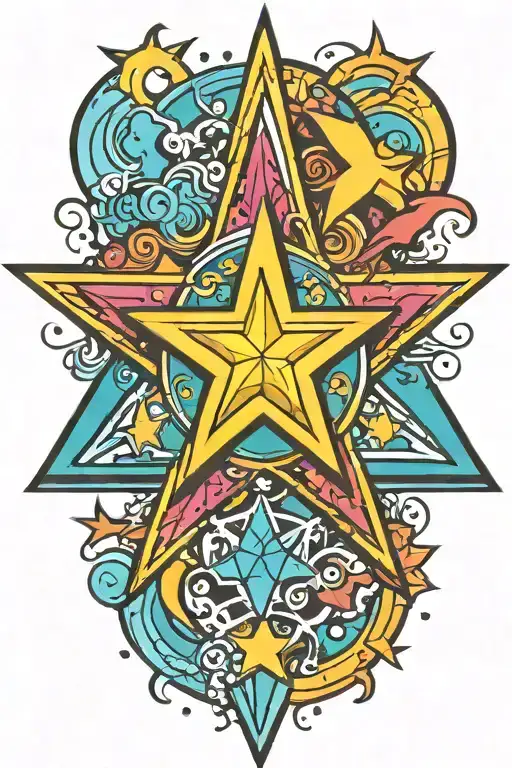 Colorful 5 Point Star Sign