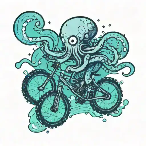 An Octopus Riding A Mountain Bike Through A Galaxy