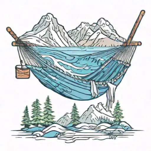 Hammock With Mountains In The Background Splash Of Blue Color