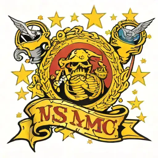 Lettering Usmc With Stars Surrounding