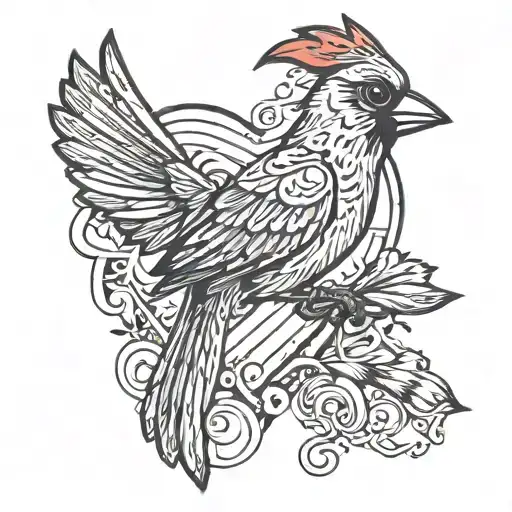 A Heart-shaped Fishing Lure With A Cardinal Sitting On Top