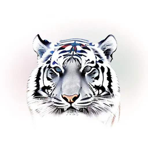 Tiger In Crouching Position Ready To Pounce On A Red Ball Of String