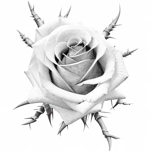 Masculine Thin Rose With Long Branch And Thorn