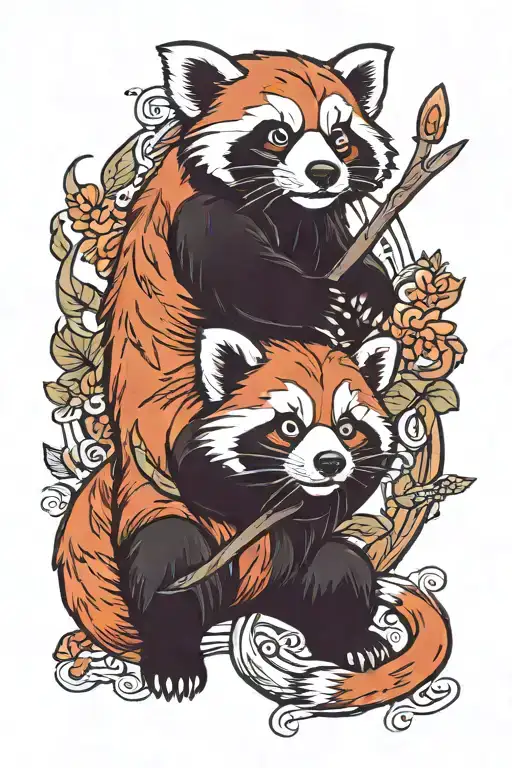 Red Panda And Chinese Saying Red Panda Under It