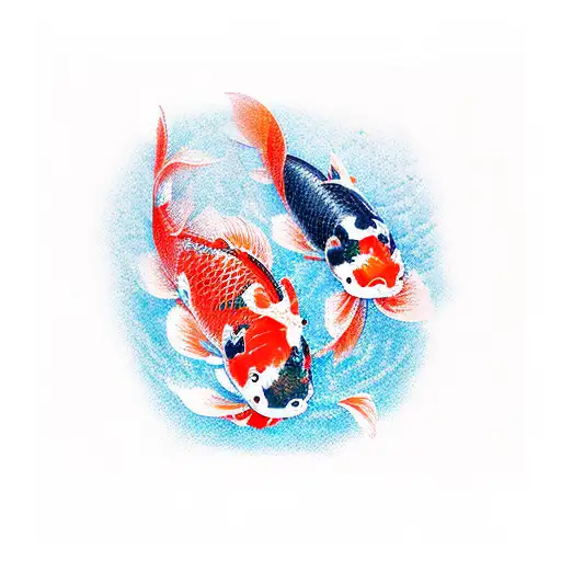 Kissing Koi Fish With Flowers