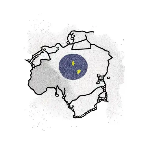 A Minimalist Tattoo Of The South African Flag With A Map Outline