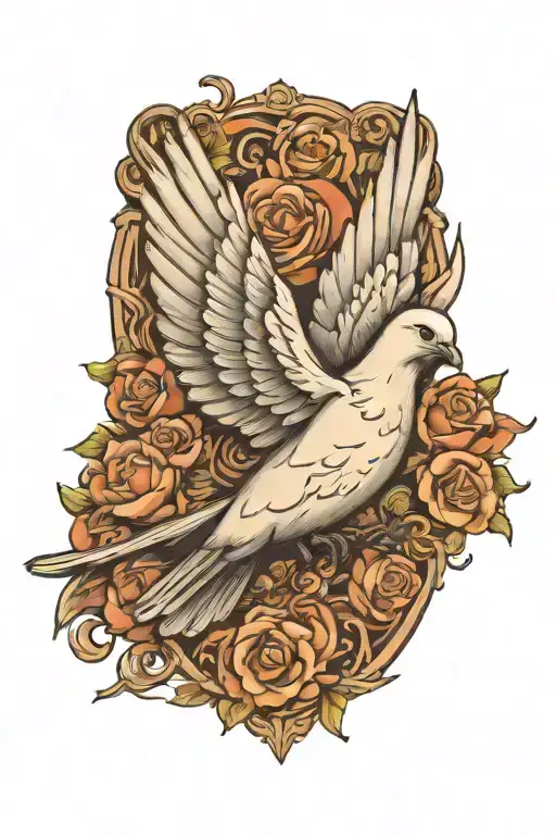 Dove Tattoo Design Incorporating Love