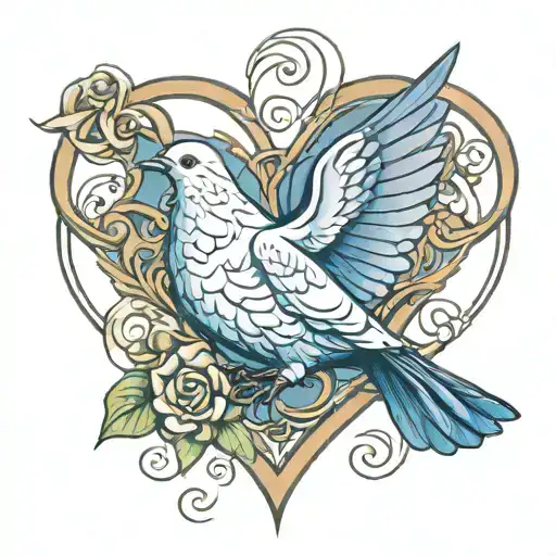 Dove Butterfly Heart Intertwined