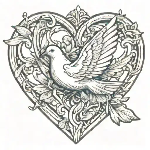 Dove Butterfly Heart Intertwined