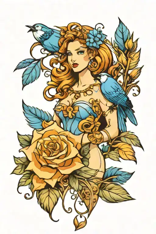 Blue Jay Feather And Aphrodite