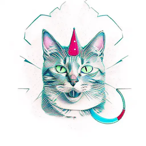 Whimsical Papelaria-themed Tattoo Featuring A Cat