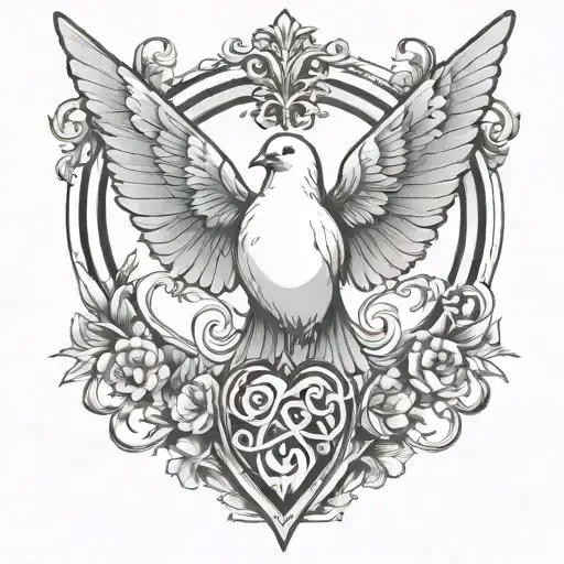 Dove Butterfly Heart Intertwined