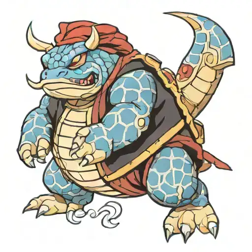 Blastoise From Pokemon Dressed As Jinbei From One Piece