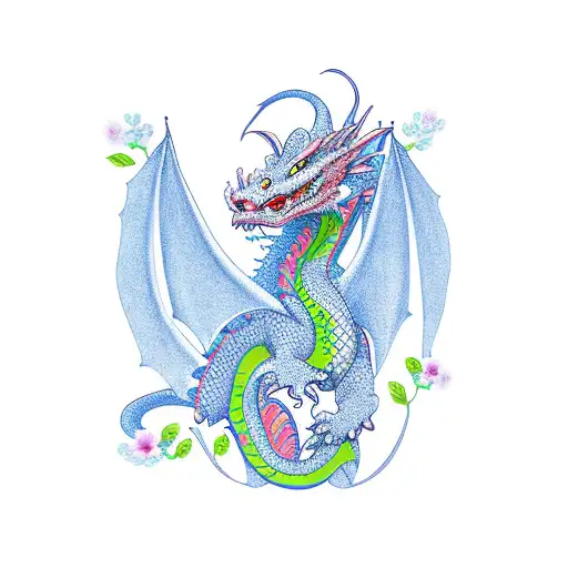 Dragon With Flowers