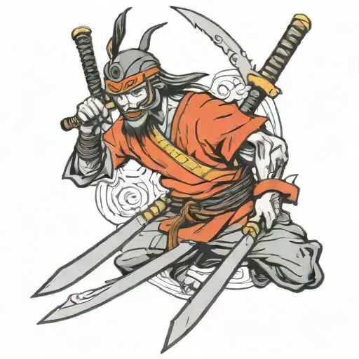 Blindfold Hanging On Samurai Sword