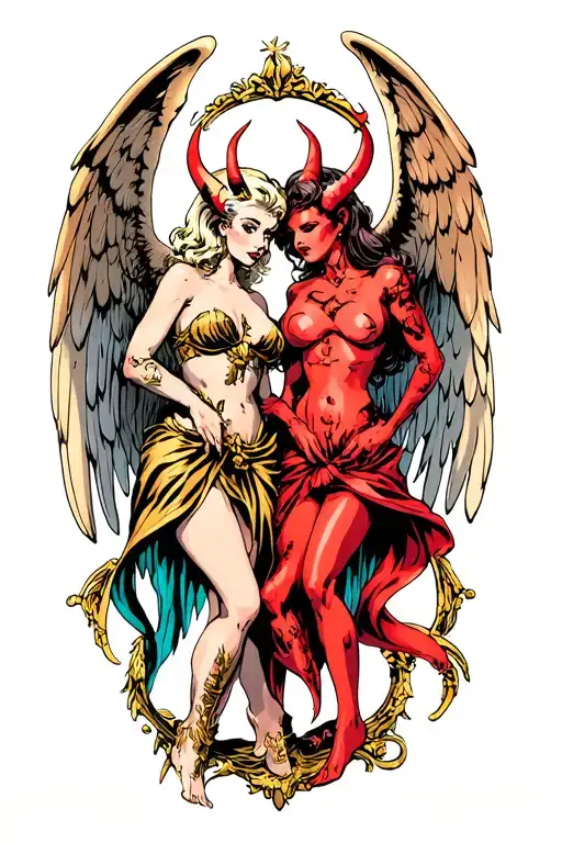 Angel Vs Female Devil Full Figure