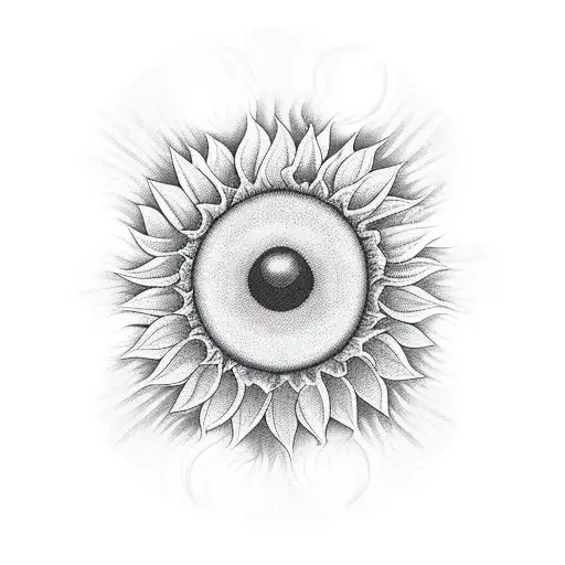 A Tattoo Of A Sunset At Sea Inside A Sunflower